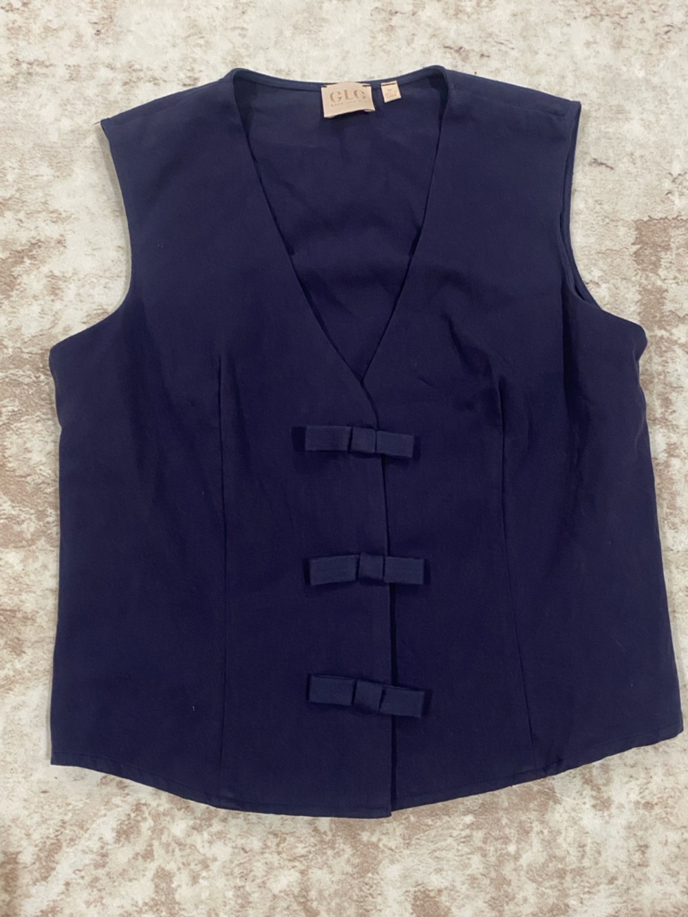 Good Luck Gem Navy Bow-Front V-Neck Sleeveless Top